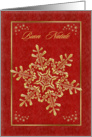 Buon Natale Italian Christmas card - gold snowflakes on red background card