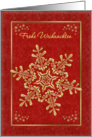 Frohe Weihnachten German Christmas - gold snowflakes on red background card