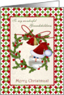 Christmas card for Grandchildren - Santa, bells and holly wreath card