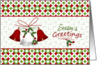 Christmas Season’s Greetings card - bells and holly card
