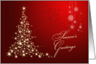 Season’s Greetings card - Sparkling Christmas tree and snowflakes card