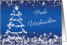 Frohe Weihnachten German Christmas - white tree, snowflakes, stars card