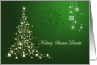Irish Gaelic Christmas - sparkling tree and snowflakes on green card