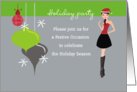 Christmas Holiday Party - Girl and ornaments Invitation card