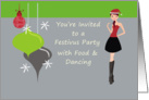 Festivus - Girl and ornaments Invitation card