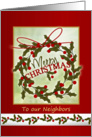 Christmas Neighbor - wreath and holly card