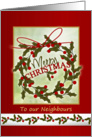 Christmas Neighbour - wreath and holly card