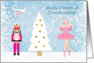 Christmas Goddaughter - Nutcracker, Christmas tree and ballerina card