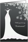 Weding, Bridesmaid - white gown and flowers on black card