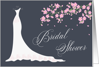 Bridal Shower Invitation Spring Pink Flowers Blossom Wedding Gown card