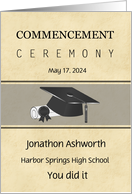 Graduation Commencement Ceremony Black Mortarboard Cap, Diploma card