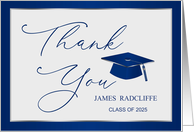 Graduation Gift Thank You Blue Mortar Cap 2025 card