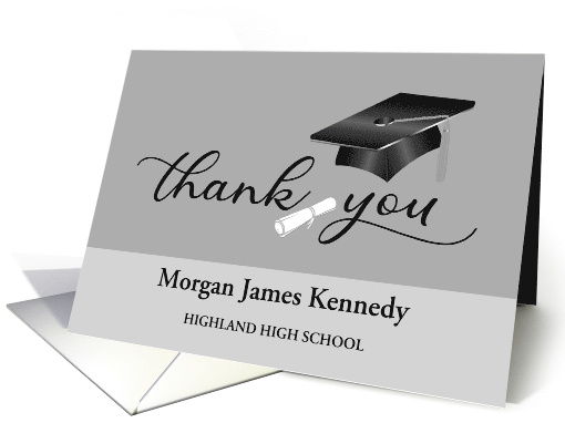 Graduation Black Mortarboard Cap Diploma Thank You card (1033043)