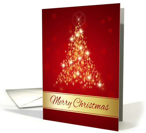 Business Christmas - Red and gold sparkling Christmas tree card