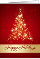 Red and gold sparkling Christmas tree Happy Holidays Card