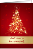 Slovak Christmas card - Red and gold sparkling Christmas tree card