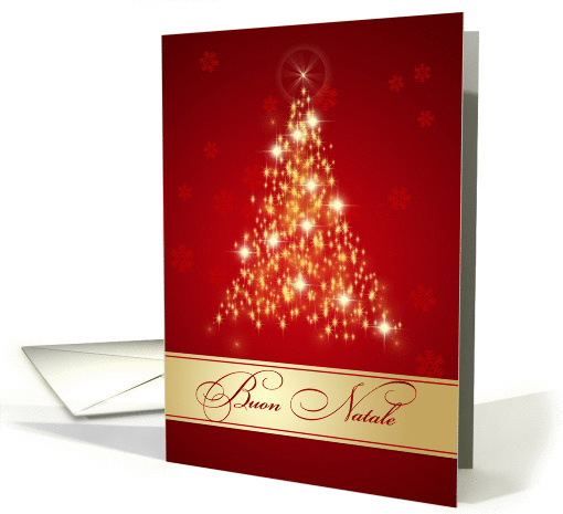 Italian Christmas - Red and gold sparkling Christmas tree card