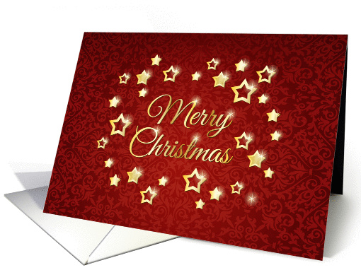 Christmas - golden stars on red damask card (1409938)