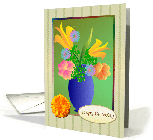 Birthday - Colorful exotic flowers in a vase card (1440060)