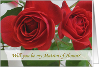 Matron of Honor card with red rose card