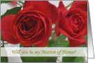 Matron of Honor card with red rose card