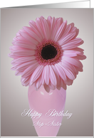 Step-sister Birthday - pink Gerbera card