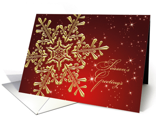 Business Christmas - golden snowflake on red starry background card