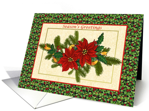 Christmas card with Poinsettia and pine branches card (510846)