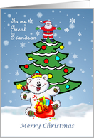 Merry Christmas Great Grandson Christmas Tree Santa Polar bear card