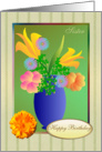 Exotic flowers in a vase - Sister Birthday card