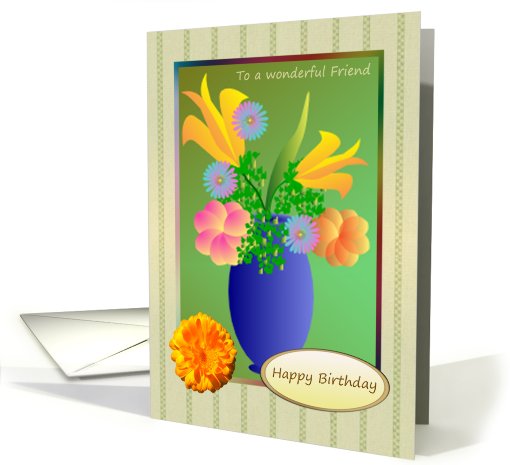 Exotic flowers in a vase - Friend Birthday card (539270)