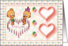 Firts Love, hearts and candles card
