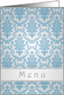 Wedding Menu card, Damask silver-blue card