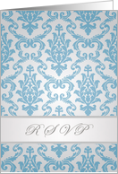 Any occasion RSVP card - Damask blue card