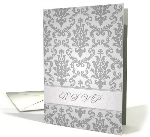 Invitation reply card - Damask silver card (544303)