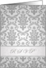 Invitation reply card - Damask silver card