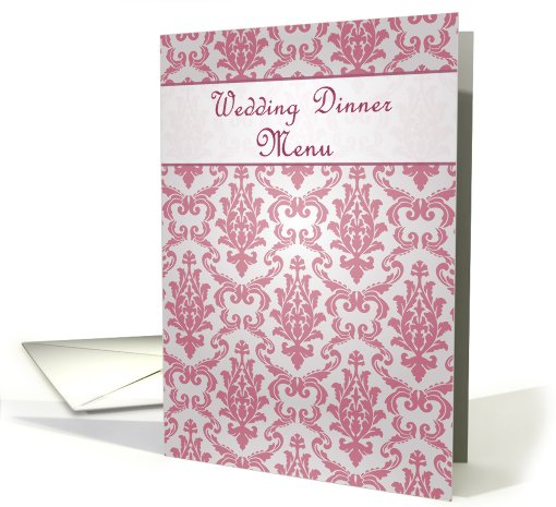 Wedding Dinner Menu card, damask dark pink card (544308)