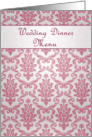 Wedding Dinner Menu card, damask dark pink card