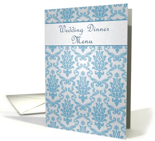 Wedding Dinner Menu card, Damask azure - blue card (544311)