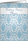 Wedding Dinner Menu card, Damask azure - blue card