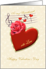 Sweetheart Valentine card - Musical notes with Love and Rose card