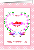 Valentine’s for Fiancee with 2 hearts and stylised swans card