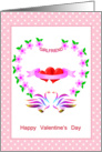 Valentine’s for Girlfriend with 2 hearts and stylised swans card