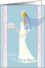 Will you be my Maid of Honor - in blue. card