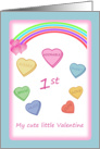 Baby’s 1st Valentine’s Day card with love hearts and rainbow card