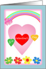 Colorful hearts, flowers and rainbow - Baby’s 1st Valentine’s Day card