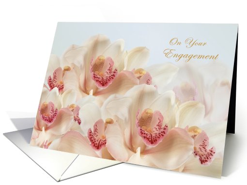 Engagement - white - pink Orchids in full bloom card (575977)