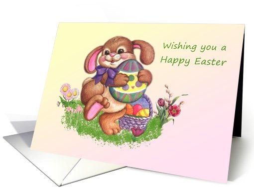 Cute bunny with Easter eggs. card (581329)