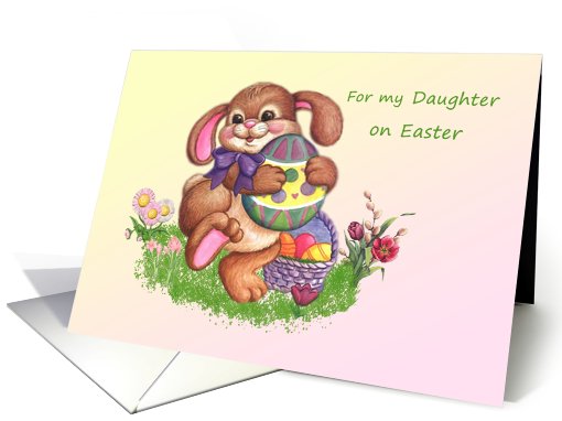 Easter card for Daughter with bunny and colorful eggs. card (581330)