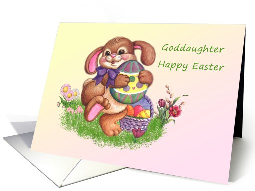 Easter card for Godaughter with bunny and colorful eggs. card (581331)